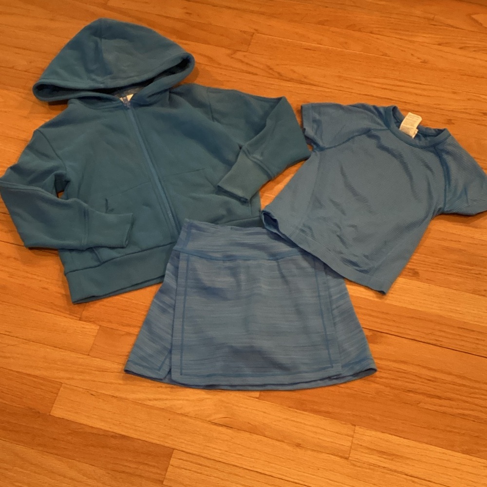 Athleta Royal Blue 3-Piece Active Hoodie, Tee & Skort Set